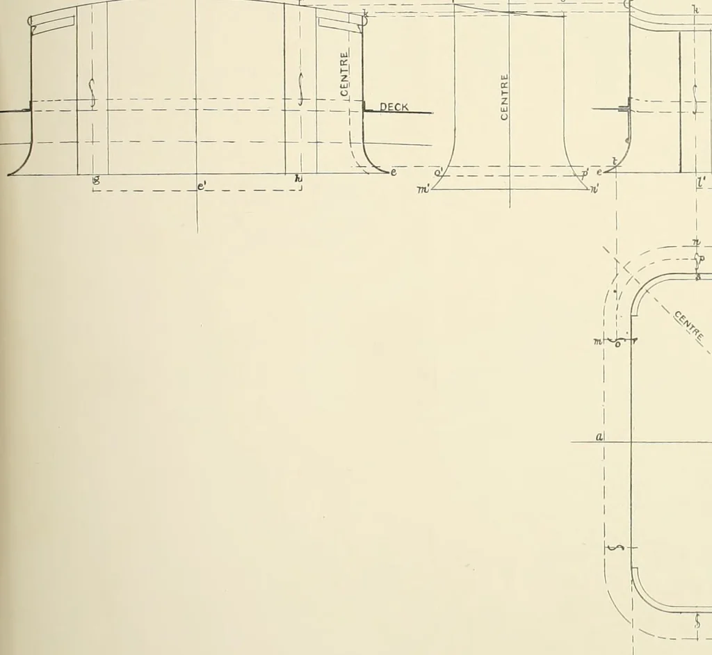 An illustration from Naval architecture: a manual on laying-off iron, steel, and composite vessels, 1898, leaf 235