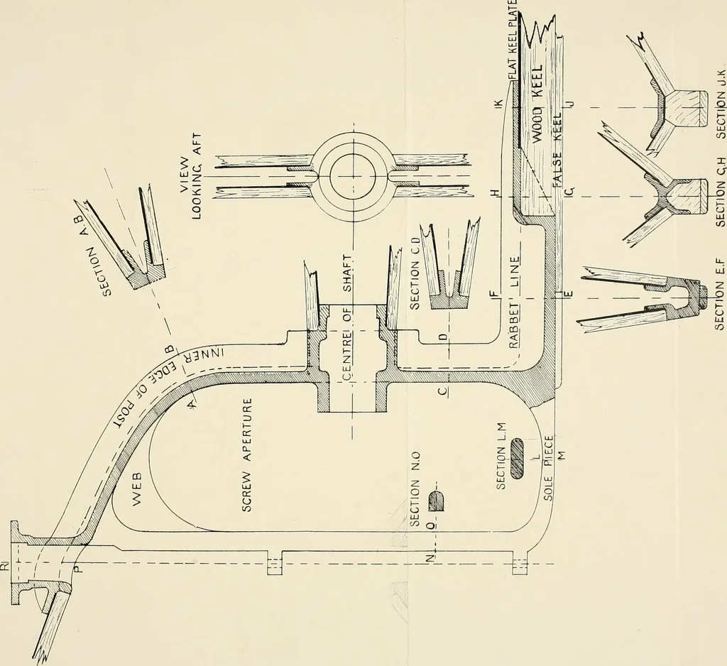 An illustration from Naval architecture: a manual on laying-off iron, steel, and composite vessels, 1898, leaf 410