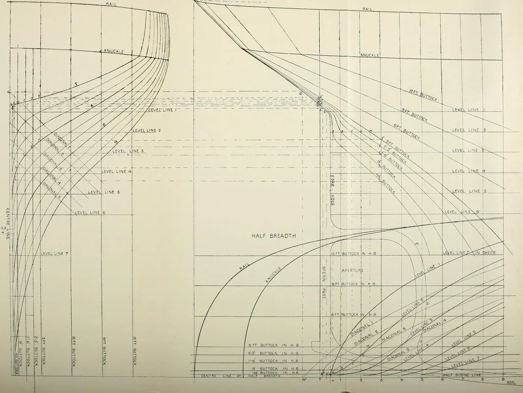 An illustration from Naval architecture: a manual on laying-off iron, steel, and composite vessels, 1898, leaf 53