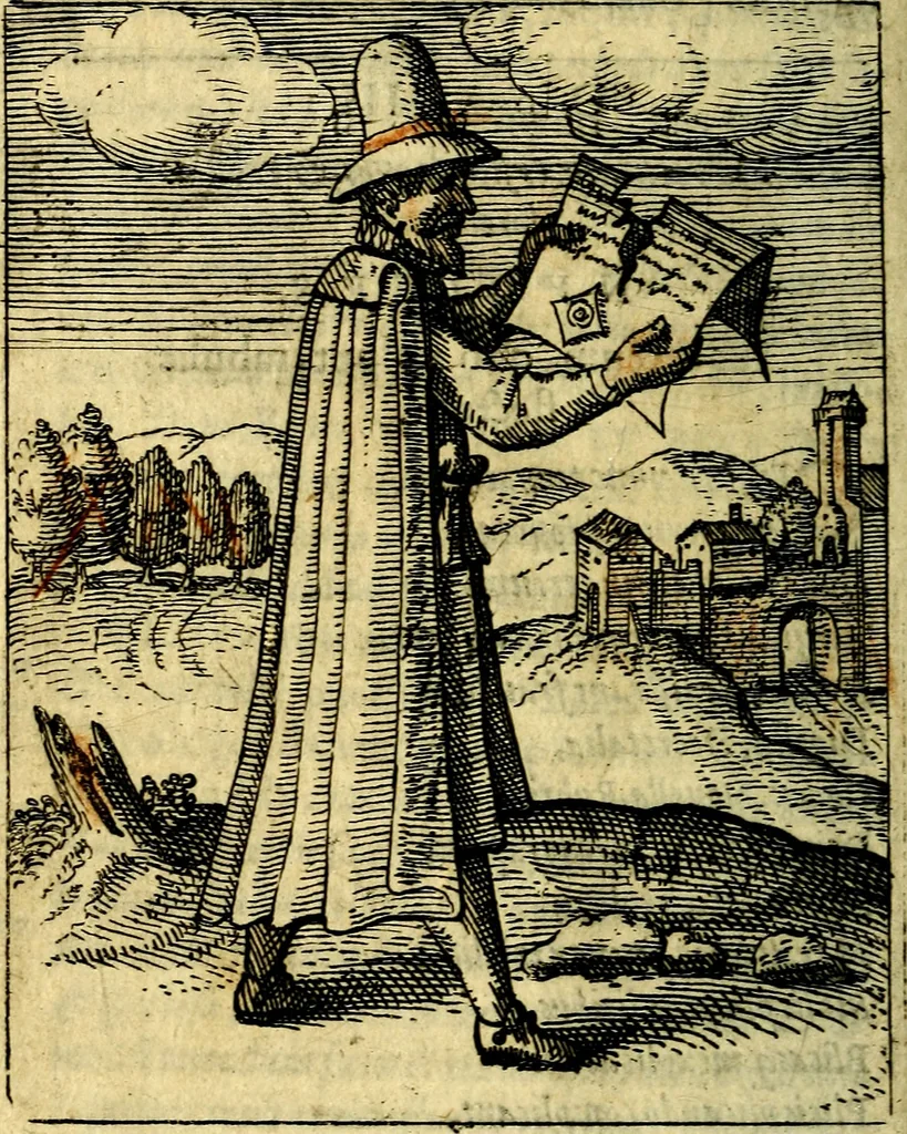 An illustration from Nebulo nebulonum, hoc est, Locoseria modernae nequitiae censura : qua hominum sceleratorum fraudes, doli ac versutiae aeri aëriq[ue] exponuntur pùblice, 1620, leaf 27