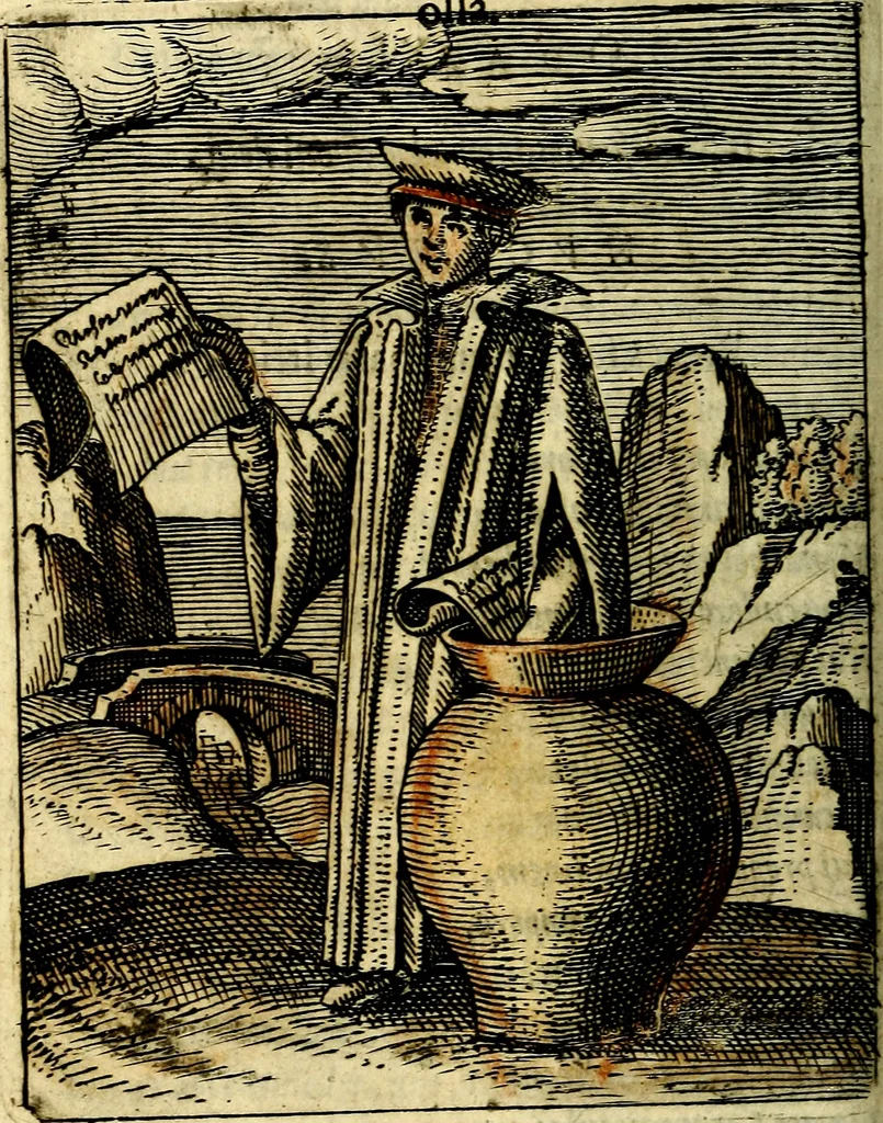An illustration from Nebulo nebulonum, hoc est, Locoseria modernae nequitiae censura : qua hominum sceleratorum fraudes, doli ac versutiae aeri aëriq[ue] exponuntur pùblice, 1620, leaf 79
