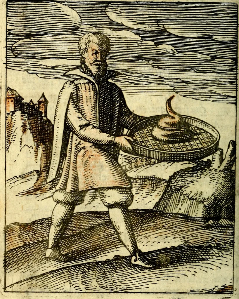 An illustration from Nebulo nebulonum, hoc est, Locoseria modernae nequitiae censura : qua hominum sceleratorum fraudes, doli ac versutiae aeri aëriq[ue] exponuntur pùblice, 1620, leaf 83