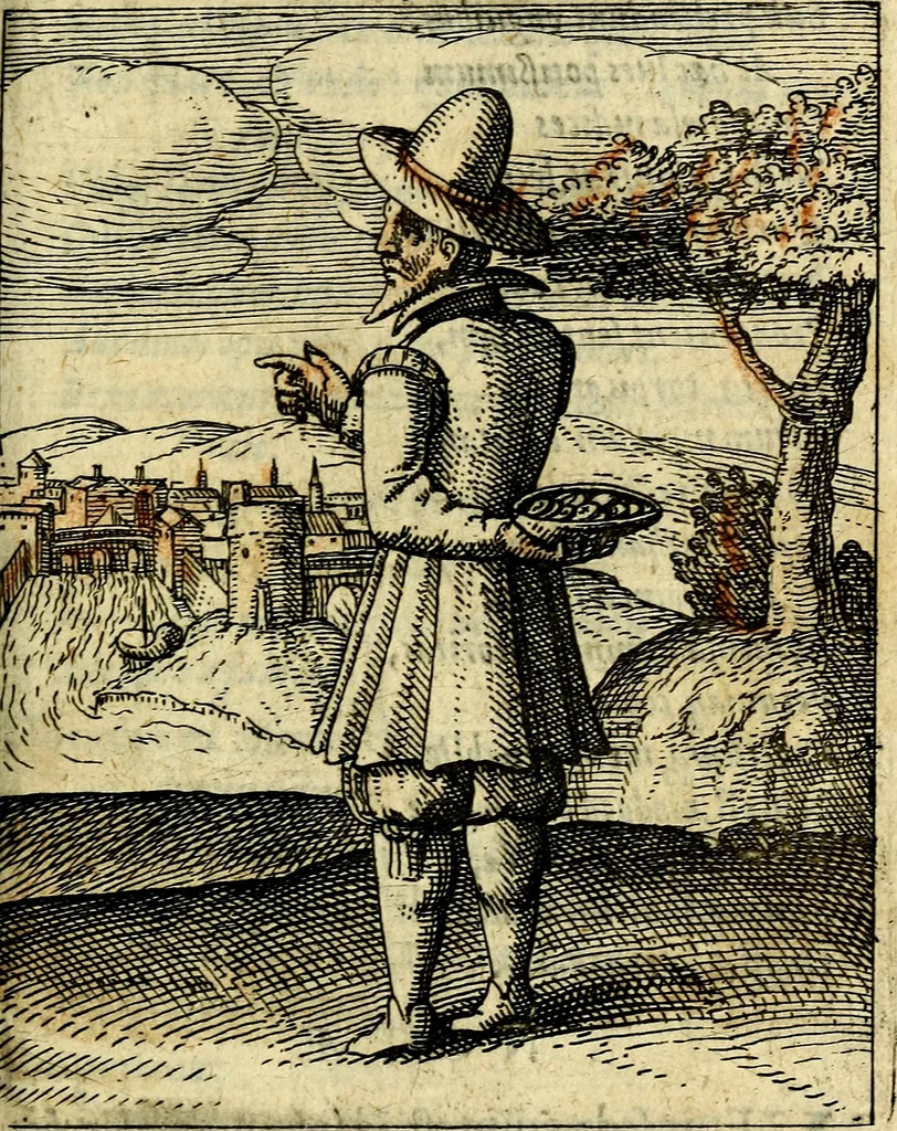 An illustration from Nebulo nebulonum, hoc est, Locoseria modernae nequitiae censura : qua hominum sceleratorum fraudes, doli ac versutiae aeri aëriq[ue] exponuntur pùblice, 1620, leaf 98