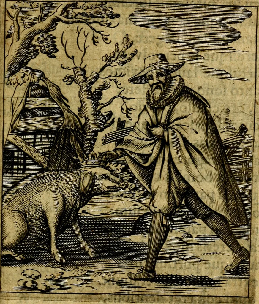 An illustration from Nebulo nebulonum; hoc est, Loco-seria vernaculae nequitiae censura, 1636, leaf 144