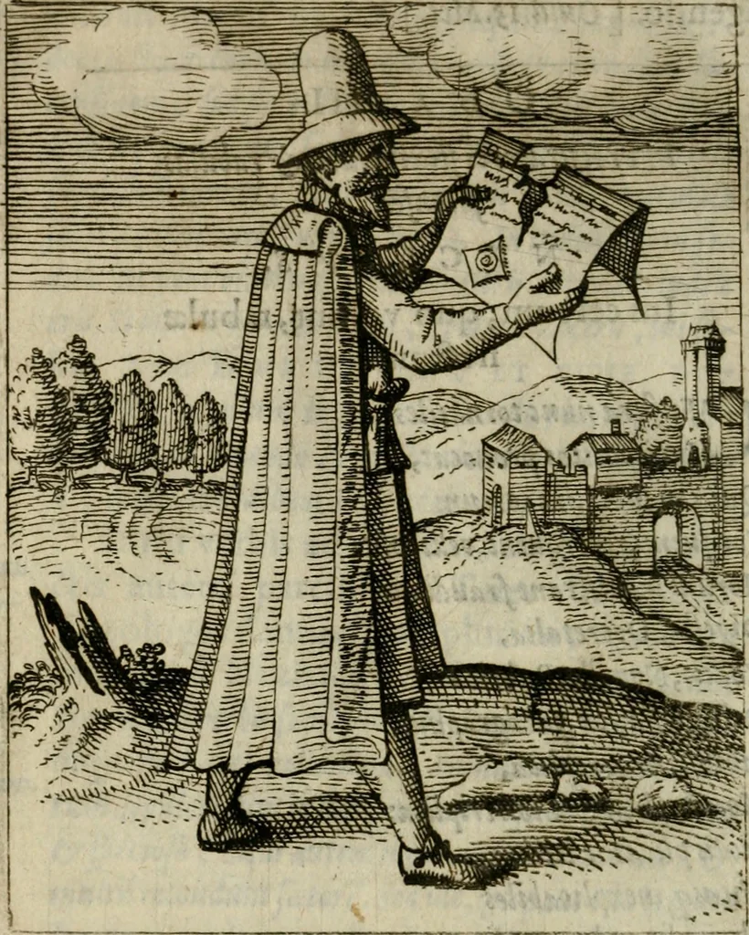 An illustration from Nebulo nebulonum, hoc est, Iocoseria modernae nequitiae censura : qua hominum sceleratorum fraudes, doli ac versutiae aeri aëriq[ue] exponuntur pùblice, 1620, leaf 29