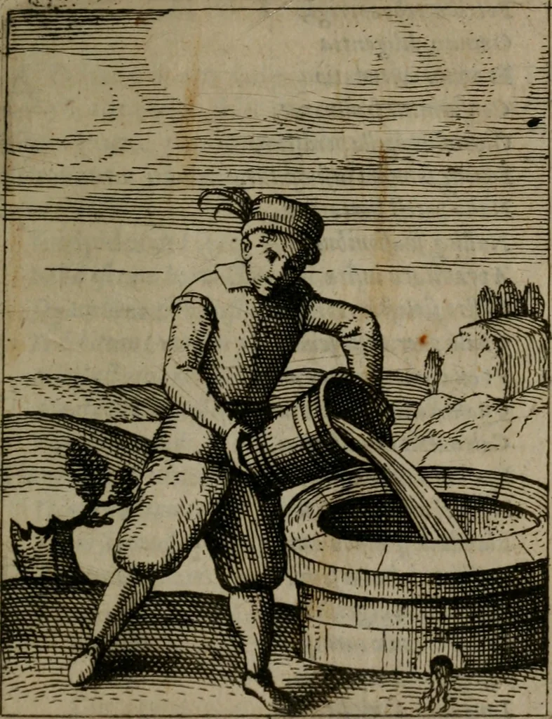 An illustration from Nebulo nebulonum, hoc est, Jocoseria nequitiae censura : qua hominum scelestorum doli, fraudes, fallaciae, & mores versuti vivis coloribus depinguntur, aeriq[ue] incisi publico aspectui exponuntur, 1663, leaf 148