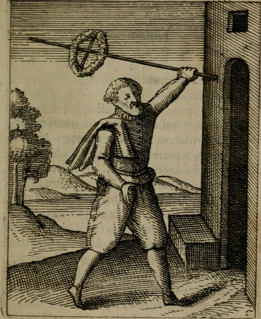 An illustration from Nebulo nebulonum, hoc est, Jocoseria nequitiae censura : qua hominum scelestorum doli, fraudes, fallaciae, & mores versuti vivis coloribus depinguntur, aeriq[ue] incisi publico aspectui exponuntur, 1663, leaf 160