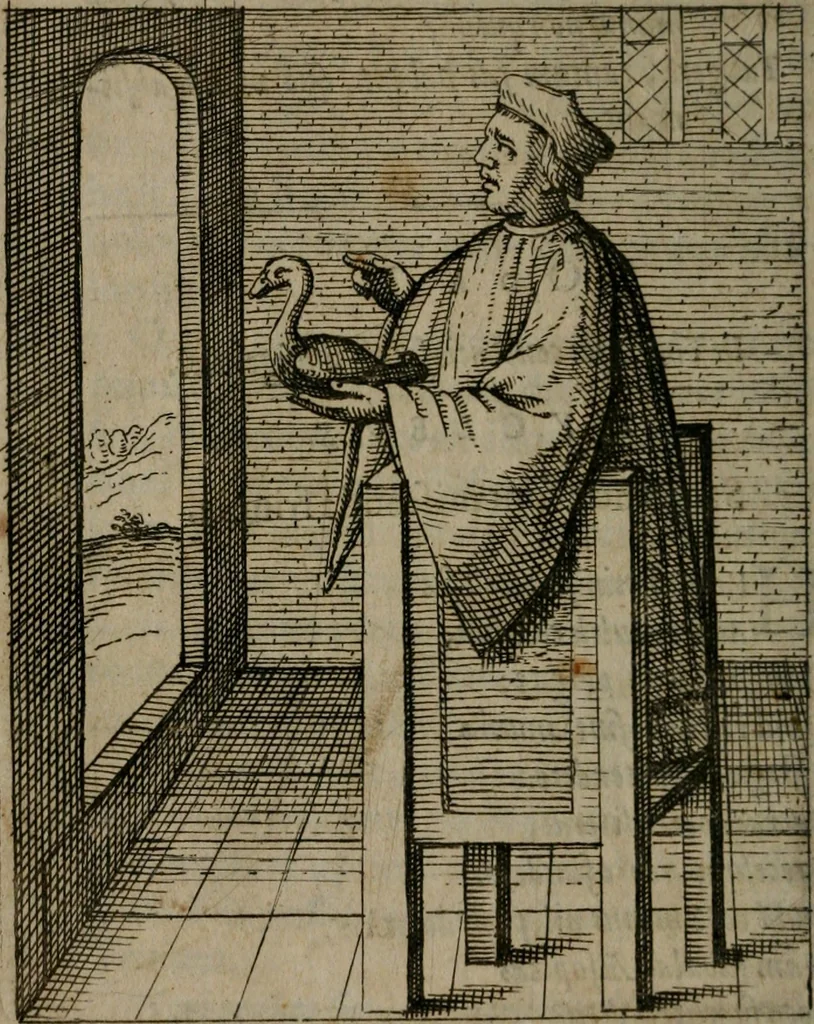 An illustration from Nebulo nebulonum, hoc est, Jocoseria nequitiae censura : qua hominum scelestorum doli, fraudes, fallaciae, & mores versuti vivis coloribus depinguntur, aeriq[ue] incisi publico aspectui exponuntur, 1663, leaf 21