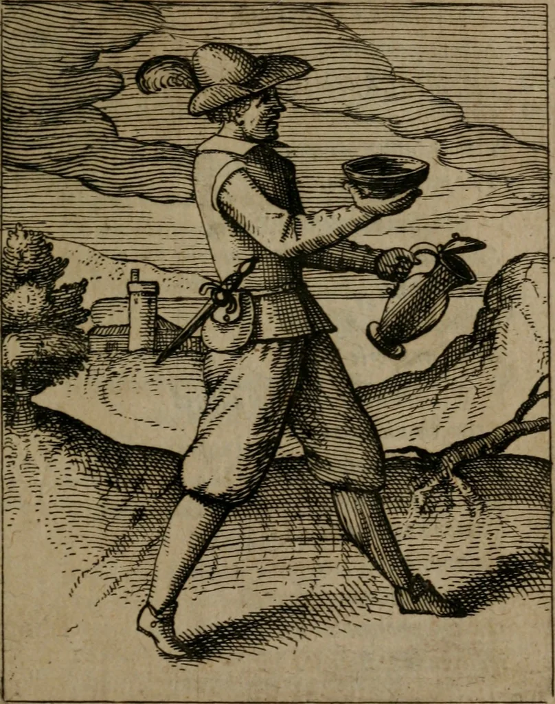 An illustration from Nebulo nebulonum, hoc est, Jocoseria nequitiae censura : qua hominum scelestorum doli, fraudes, fallaciae, & mores versuti vivis coloribus depinguntur, aeriq[ue] incisi publico aspectui exponuntur, 1663, leaf 36