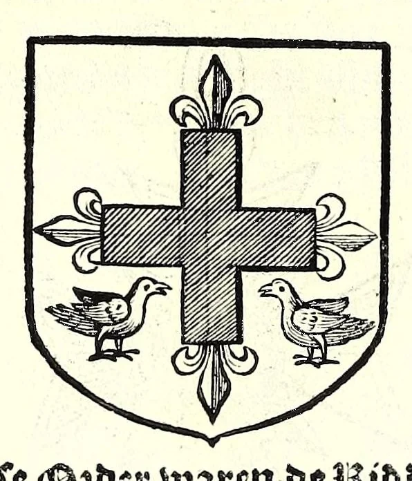 An illustration from Nederlandtsche herault, of, Adelik toneel zijnde een historische beschrijvinge, van allerley trappen van adeldom : alsmede van alderhande wapen-schilden, in koninckrijcken, gemeene-besten, steden en volkeren, van oude tijden af, tot dese eeuw toe in gebruyk geweest zijnde, 1672, leaf 192