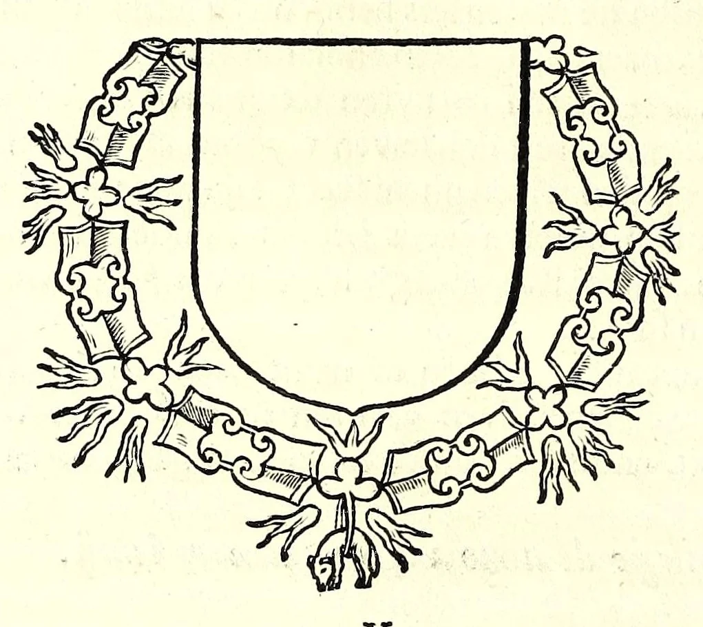 An illustration from Nederlandtsche herault, of, Adelik toneel zijnde een historische beschrijvinge, van allerley trappen van adeldom : alsmede van alderhande wapen-schilden, in koninckrijcken, gemeene-besten, steden en volkeren, van oude tijden af, tot dese eeuw toe in gebruyk geweest zijnde, 1672, leaf 338