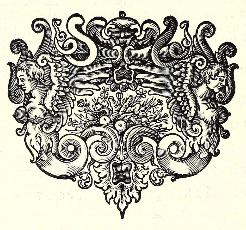 An illustration from Nederlandtsche herault, of, Adelik toneel zijnde een historische beschrijvinge, van allerley trappen van adeldom : alsmede van alderhande wapen-schilden, in koninckrijcken, gemeene-besten, steden en volkeren, van oude tijden af, tot dese eeuw toe in gebruyk geweest zijnde, 1672, leaf 388