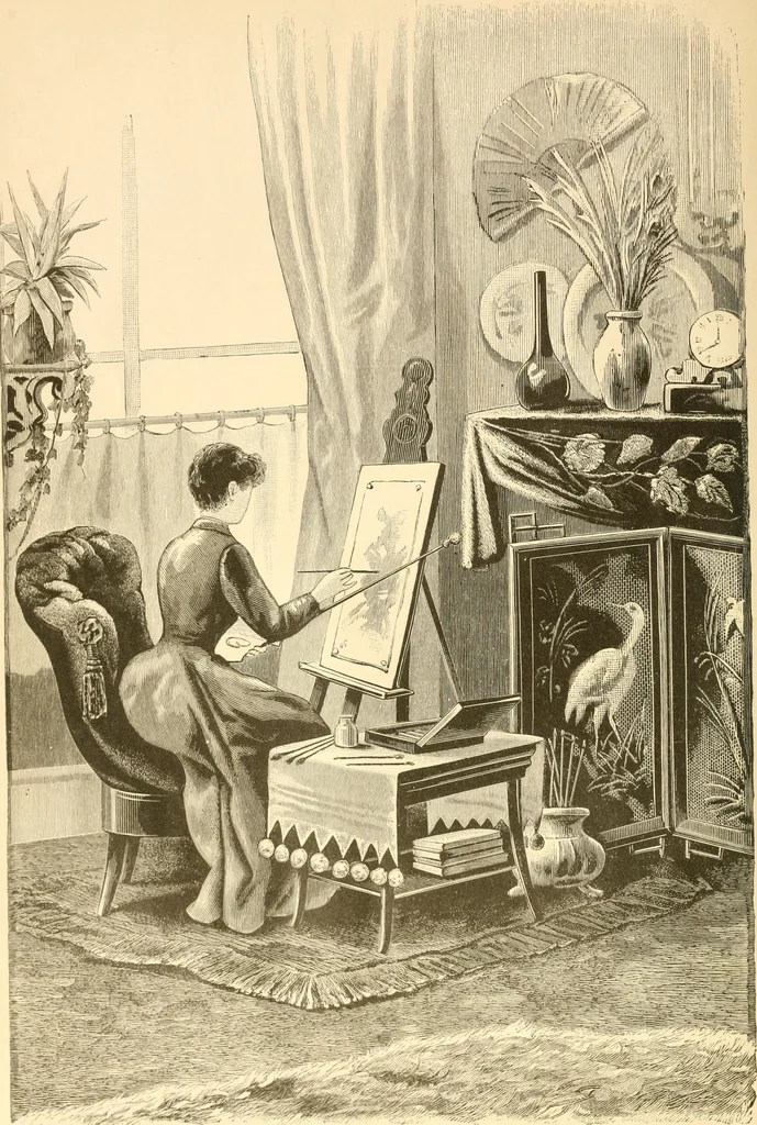 An illustration from Needle and brush:, 1889, leaf 17