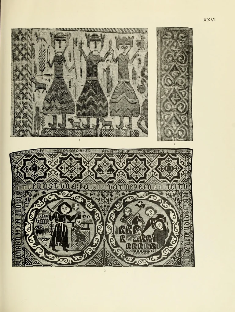 An illustration from Needlework through the ages : a short survey of its development in decorative art, with particular regard to its inspirational relationship with other methods of craftsmanship, 1928, leaf 237