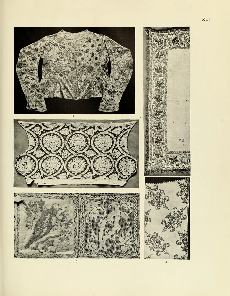 An illustration from Needlework through the ages : a short survey of its development in decorative art, with particular regard to its inspirational relationship with other methods of craftsmanship, 1928, leaf 347