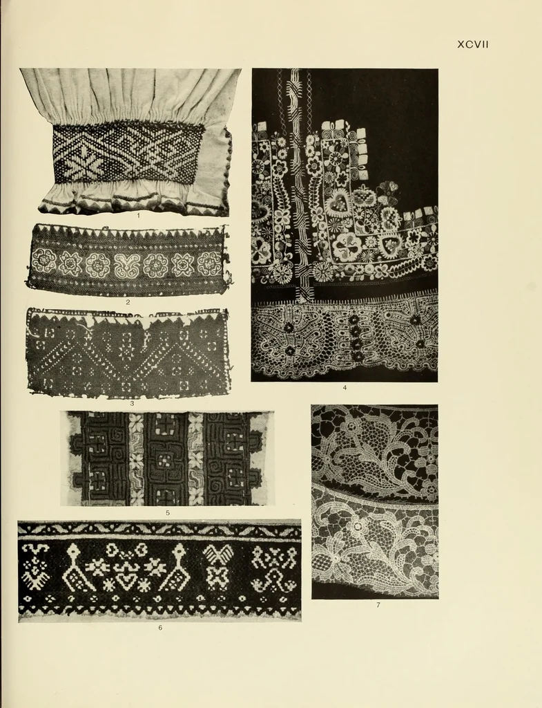 An illustration from Needlework through the ages : a short survey of its development in decorative art, with particular regard to its inspirational relationship with other methods of craftsmanship, 1928, leaf 773