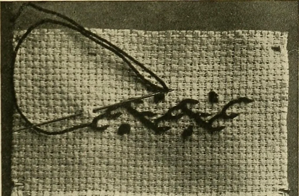 An illustration from Needlework without "specimens": the modern book of school needlework, 1900, leaf 130