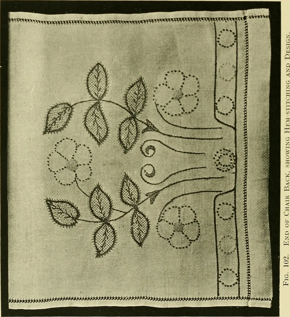 An illustration from Needlework without "specimens": the modern book of school needlework, 1900, leaf 149