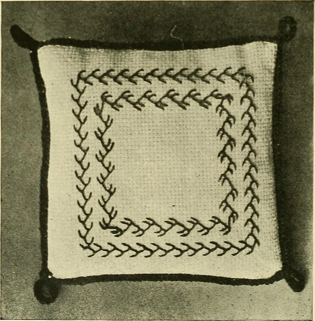 An illustration from Needlework without "specimens": the modern book of school needlework, 1900, leaf 157