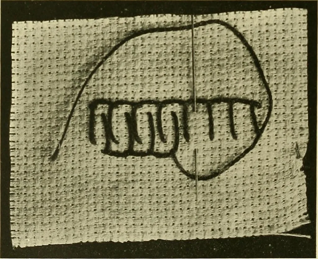 An illustration from Needlework without "specimens": the modern book of school needlework, 1900, leaf 227