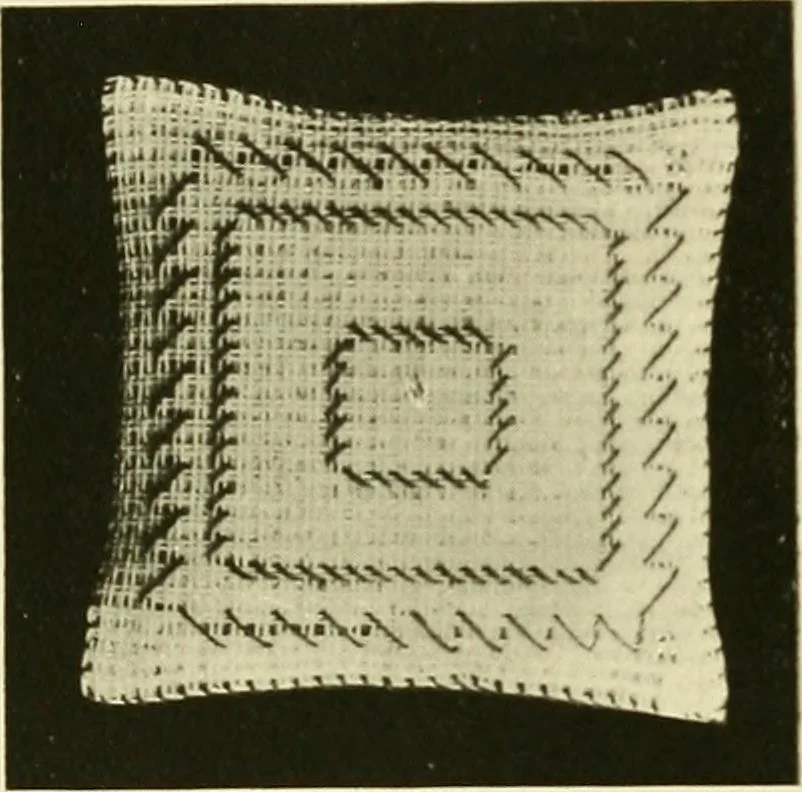 An illustration from Needlework without "specimens": the modern book of school needlework, 1900, leaf 35