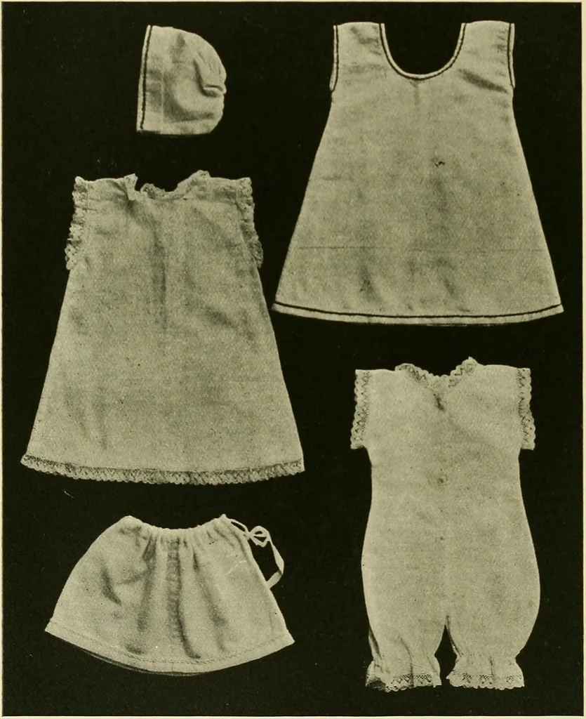 An illustration from Needlework without "specimens": the modern book of school needlework, 1900, leaf 47