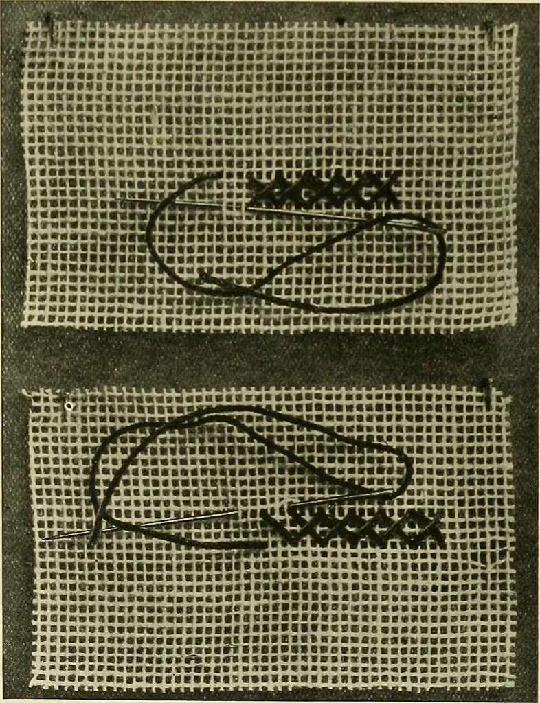 An illustration from Needlework without "specimens": the modern book of school needlework, 1900, leaf 71