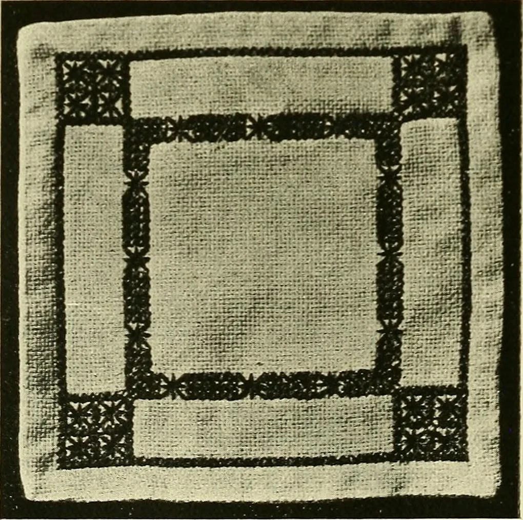 An illustration from Needlework without "specimens": the modern book of school needlework, 1900, leaf 89
