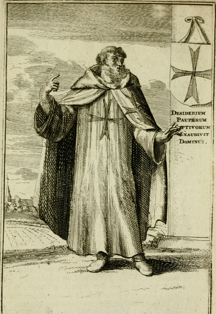 An illustration from Nette afbeeldingen der eyge dragten van alle geestelyke orders : nevens een korte aantekening van haar begin, instelders, en bevestiging, 1688, leaf 102