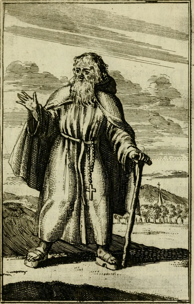 An illustration from Nette afbeeldingen der eyge dragten van alle geestelyke orders : nevens een korte aantekening van haar begin, instelders, en bevestiging, 1688, leaf 126