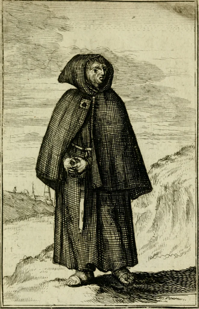 An illustration from Nette afbeeldingen der eyge dragten van alle geestelyke orders : nevens een korte aantekening van haar begin, instelders, en bevestiging, 1688, leaf 134