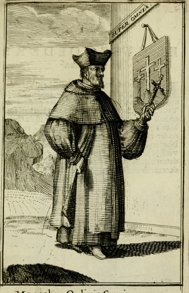 An illustration from Nette afbeeldingen der eyge dragten van alle geestelyke orders : nevens een korte aantekening van haar begin, instelders, en bevestiging, 1688, leaf 140