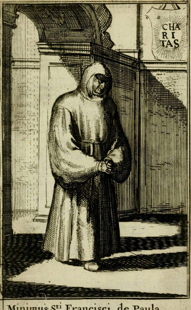 An illustration from Nette afbeeldingen der eyge dragten van alle geestelyke orders : nevens een korte aantekening van haar begin, instelders, en bevestiging, 1688, leaf 158