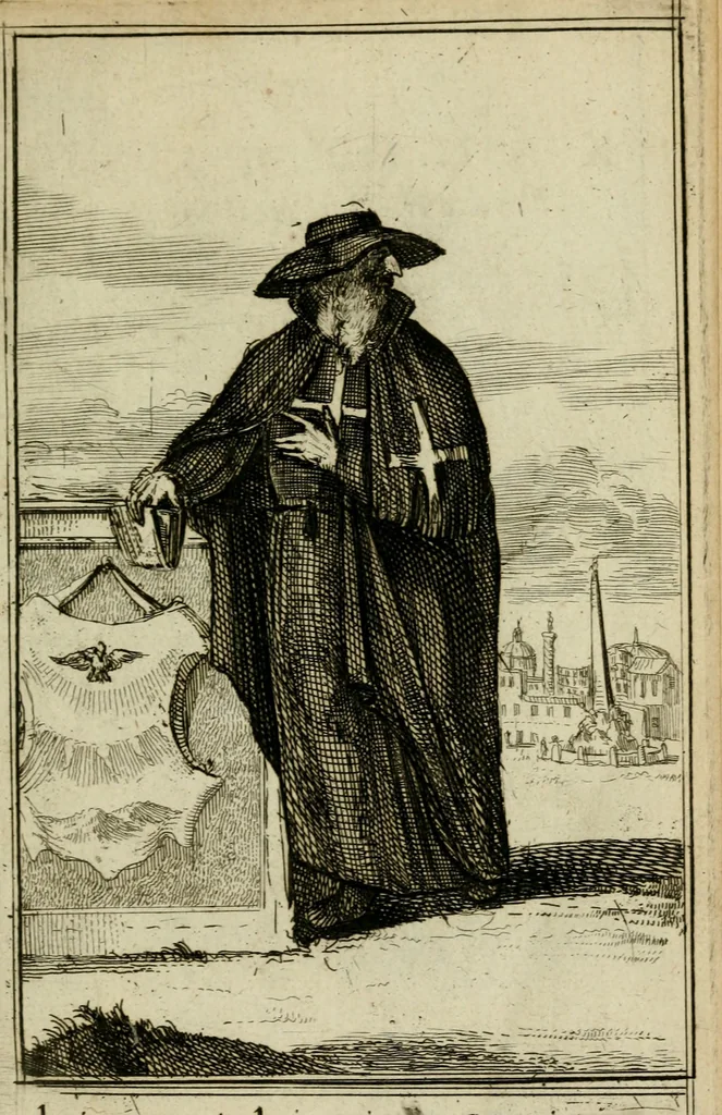 An illustration from Nette afbeeldingen der eyge dragten van alle geestelyke orders : nevens een korte aantekening van haar begin, instelders, en bevestiging, 1688, leaf 22
