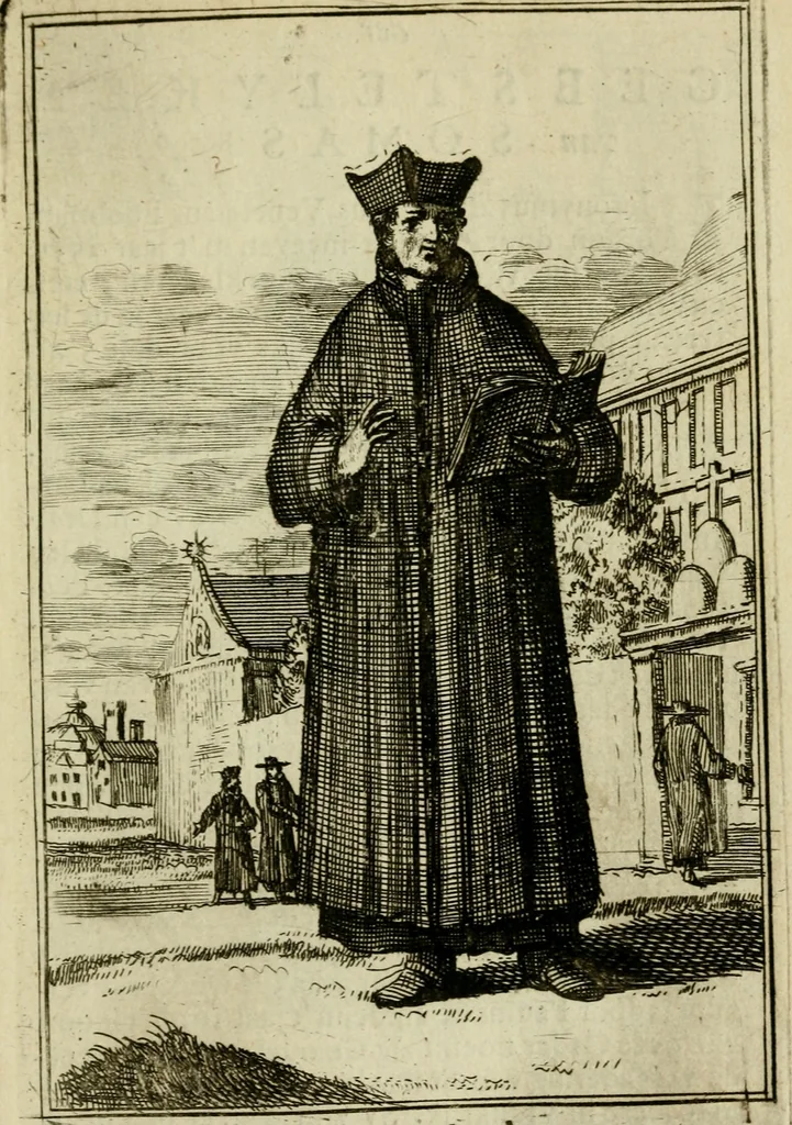 An illustration from Nette afbeeldingen der eyge dragten van alle geestelyke orders : nevens een korte aantekening van haar begin, instelders, en bevestiging, 1688, leaf 36