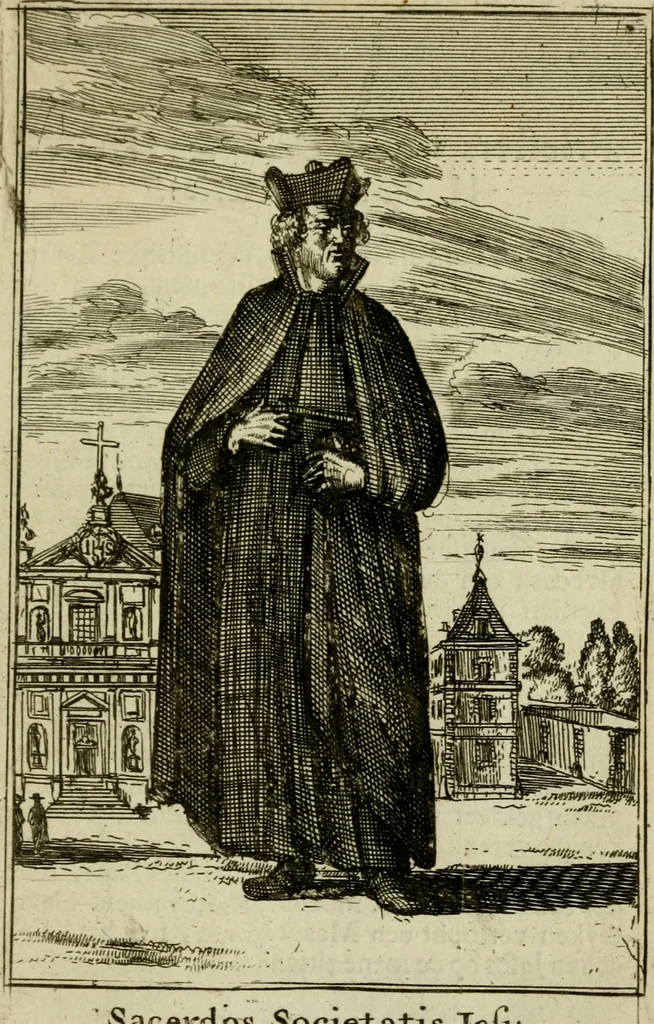 An illustration from Nette afbeeldingen der eyge dragten van alle geestelyke orders : nevens een korte aantekening van haar begin, instelders, en bevestiging, 1688, leaf 40