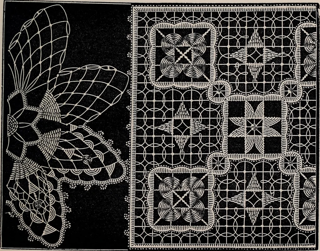 An illustration from The netting book for guipure d'art, &c.., 1879, leaf 28