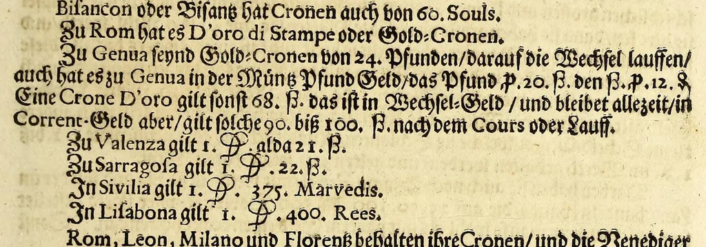 An illustration from Neu-eingerichtete Material-Kammer: : das ist, Gründliche Beschreibung aller fürnehmsten Materialien und Specereyen, so wohl auch andrer guter und gemeiner Waaren, woher solche den Ursprung nehmen, wie sie zu erkennen, gut zu behalten, und endlich die Prob derselben darauf zu machen, umb zu sehen, ob solche verfälscht und wie die Verfälschung darinnen zu mercken sey. Samt einer Erklärung: der chimischen, medicinischen, metallinischen, mineralischen und andere Characteren, was nehmlich solche für Bedeutungen insich halten. Wobey angehängt ein aussführlicher Bericht des Walfisch-Fanges in der nordischen Landen, dessgleichen niemals also in Teutscher Sprach beschrieben worden; und hernach eine kurtze Revision oder Wiederholung meines in An. 1662. aussgegangenen Buchhaltens, darinnen nicht allein meist alle Puncten besser erklärt und erläutert; sondern auch an vielen Orten vermehret, dazu ein und anders, welches vorhero nicht also beschrieben gewesen, anjetzo aber besser und deutlicher vorgestellet wird. Zuvor niemals also in Druck ausgegangen. Allen Liebhabern der Handlungen und Kauffmannschafften zum besten, mit guten Nutz und Frommen eingerichtet, 1672, leaf 37