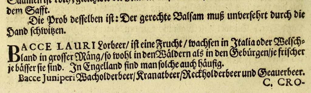 An illustration from Neu-eingerichtete Material-Kammer: : das ist, Gründliche Beschreibung aller fürnehmsten Materialien und Specereyen, so wohl auch andrer guter und gemeiner Waaren, woher solche den Ursprung nehmen, wie sie zu erkennen, gut zu behalten, und endlich die Prob derselben darauf zu machen, umb zu sehen, ob solche verfälscht und wie die Verfälschung darinnen zu mercken sey. Samt einer Erklärung: der chimischen, medicinischen, metallinischen, mineralischen und andere Characteren, was nehmlich solche für Bedeutungen insich halten. Wobey angehängt ein aussführlicher Bericht des Walfisch-Fanges in der nordischen Landen, dessgleichen niemals also in Teutscher Sprach beschrieben worden; und hernach eine kurtze Revision oder Wiederholung meines in An. 1662. aussgegangenen Buchhaltens, darinnen nicht allein meist alle Puncten besser erklärt und erläutert; sondern auch an vielen Orten vermehret, dazu ein und anders, welches vorhero nicht also beschrieben gewesen, anjetzo aber besser und deutlicher vorgestellet wird. Zuvor niemals also in Druck ausgegangen. Allen Liebhabern der Handlungen und Kauffmannschafften zum besten, mit guten Nutz und Frommen eingerichtet, 1672, leaf 58