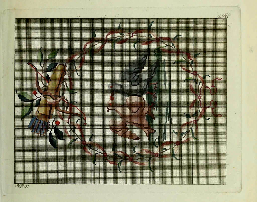 An illustration from Neue Muster zum Sticken und Weben, oder, Versuch Mahlerei mit Strickkunst .., 1800, leaf 7