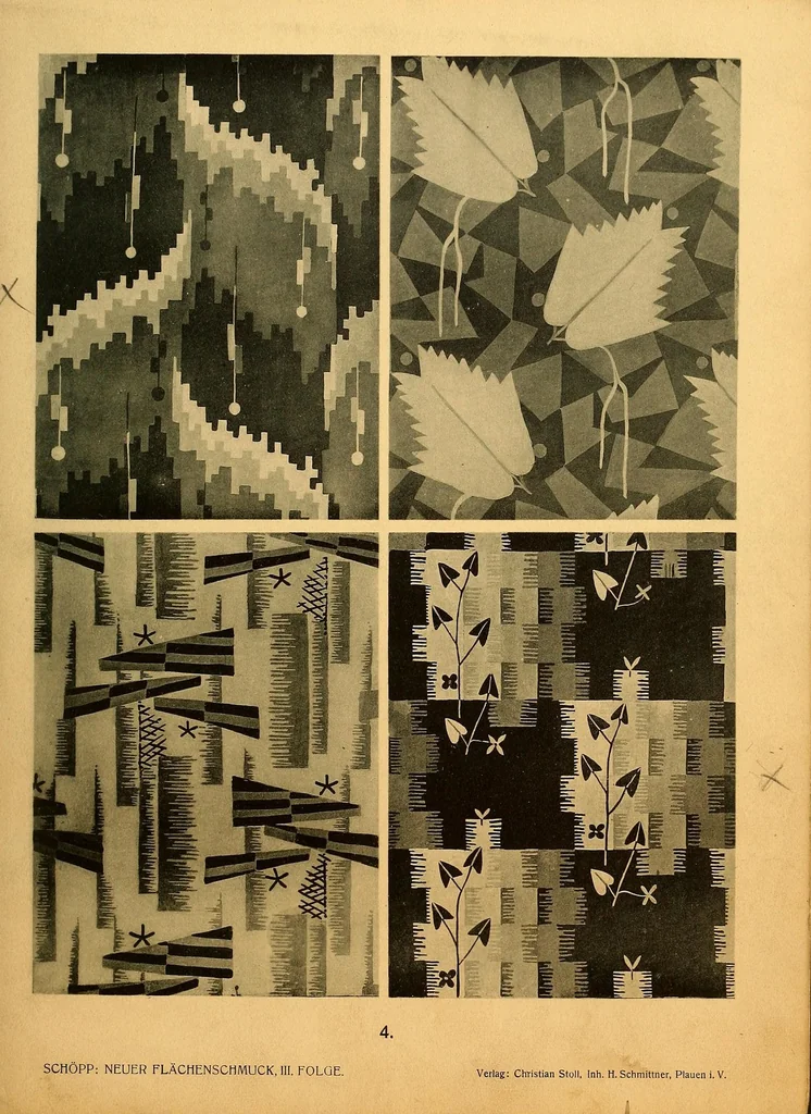 An illustration from Neuer Flächen-Schmuck, III. Folge... Ornamentale Anregungen für die Textilindustrie, 1929, leaf 11