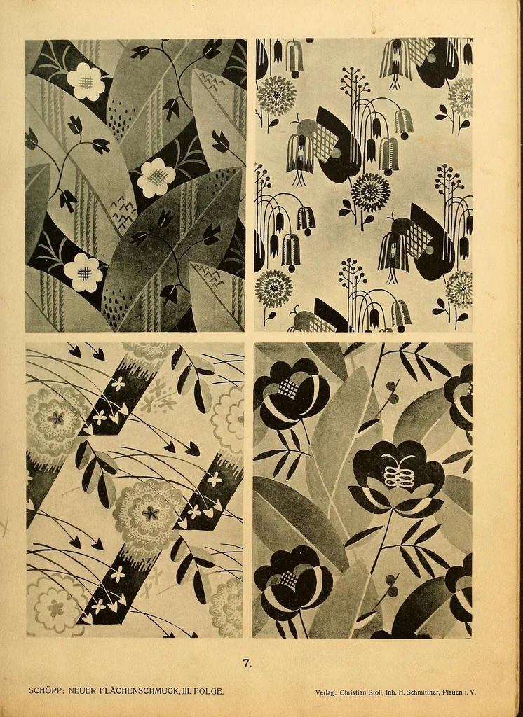 An illustration from Neuer Flächen-Schmuck, III. Folge... Ornamentale Anregungen für die Textilindustrie, 1929, leaf 17