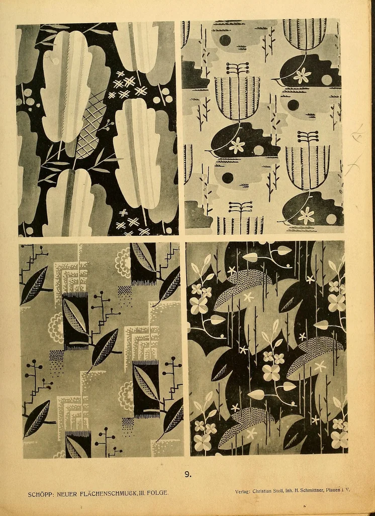 An illustration from Neuer Flächen-Schmuck, III. Folge... Ornamentale Anregungen für die Textilindustrie, 1929, leaf 21