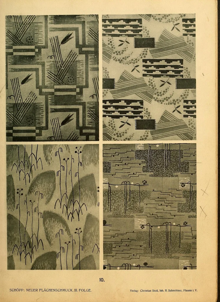 An illustration from Neuer Flächen-Schmuck, III. Folge... Ornamentale Anregungen für die Textilindustrie, 1929, leaf 23