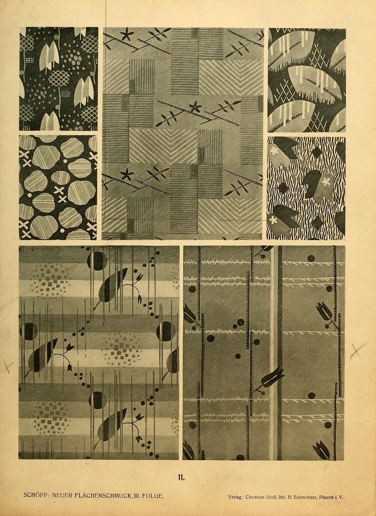 An illustration from Neuer Flächen-Schmuck, III. Folge... Ornamentale Anregungen für die Textilindustrie, 1929, leaf 25