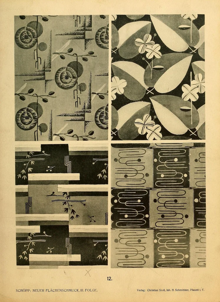 An illustration from Neuer Flächen-Schmuck, III. Folge... Ornamentale Anregungen für die Textilindustrie, 1929, leaf 27
