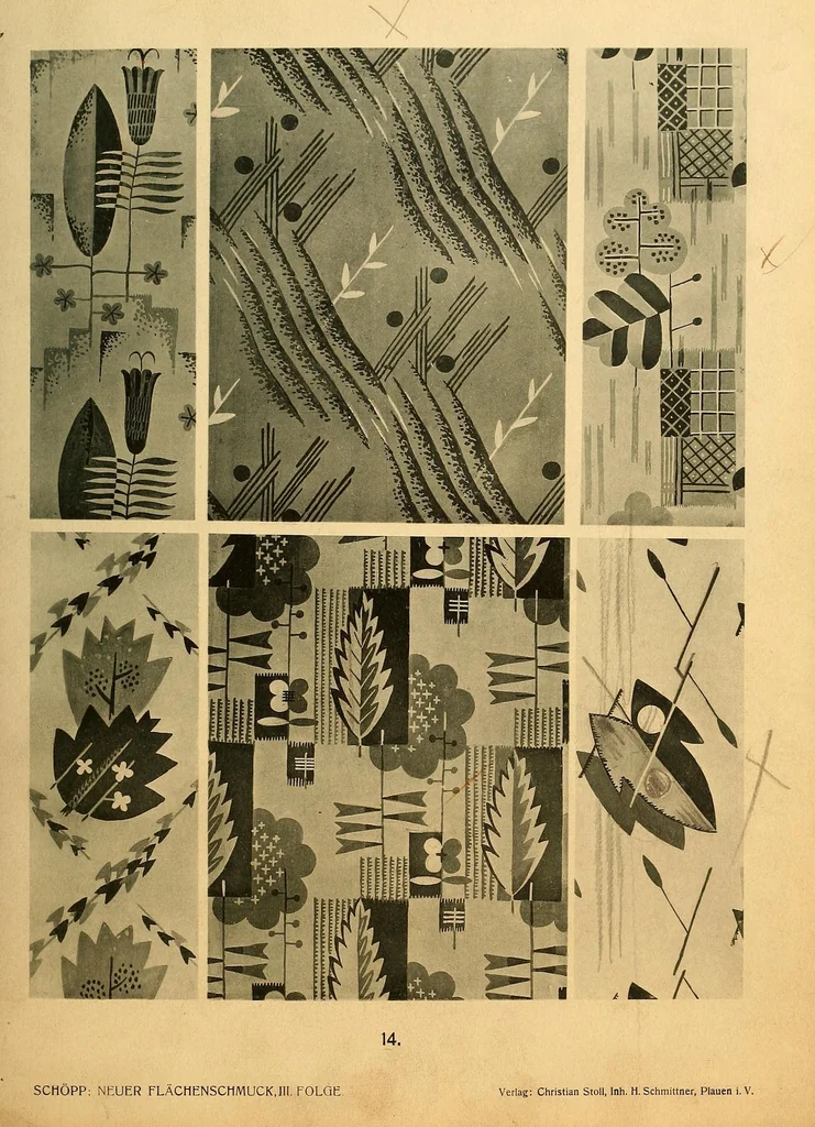 An illustration from Neuer Flächen-Schmuck, III. Folge... Ornamentale Anregungen für die Textilindustrie, 1929, leaf 31