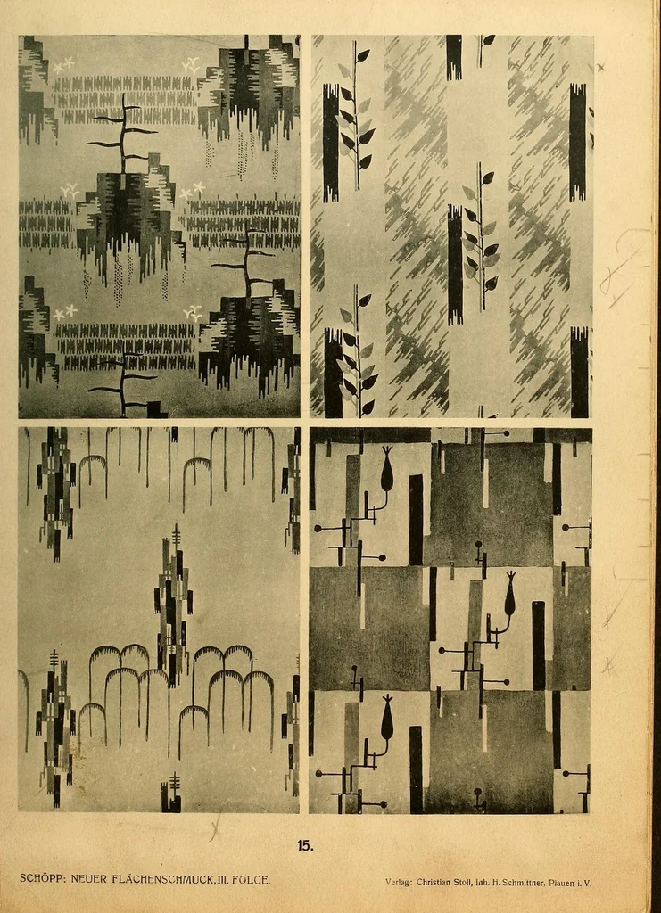 An illustration from Neuer Flächen-Schmuck, III. Folge... Ornamentale Anregungen für die Textilindustrie, 1929, leaf 33