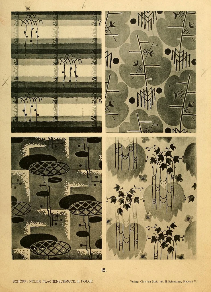 An illustration from Neuer Flächen-Schmuck, III. Folge... Ornamentale Anregungen für die Textilindustrie, 1929, leaf 39