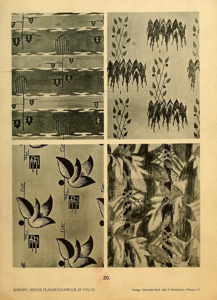 An illustration from Neuer Flächen-Schmuck, III. Folge... Ornamentale Anregungen für die Textilindustrie, 1929, leaf 43